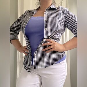 Brooks Brothers Non-Iron Gingham Fitted Shirt – Stretch Cotton, Size 10